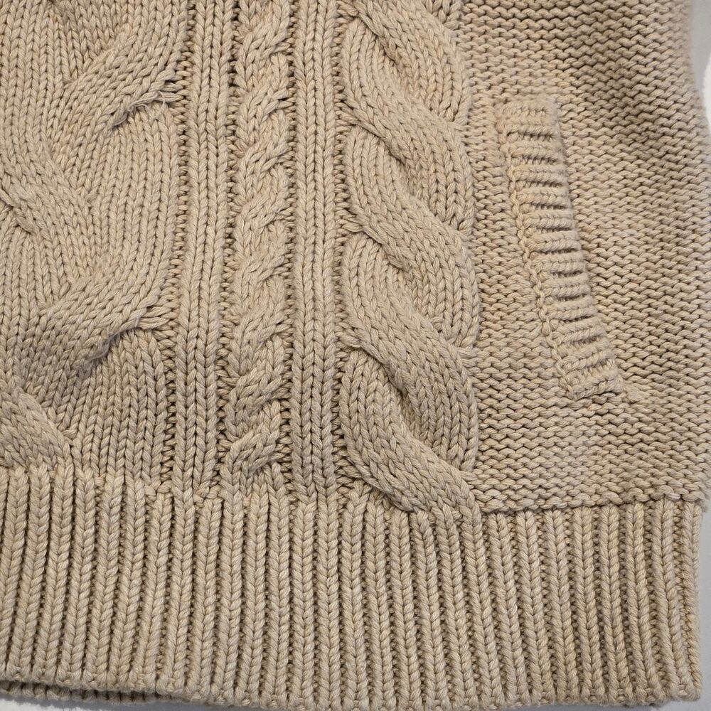 L.L. Bean Double-L Cream Fisherman Mixed Cable Knit Funnel Neck Sweater, Medium - Picture 4 of 9